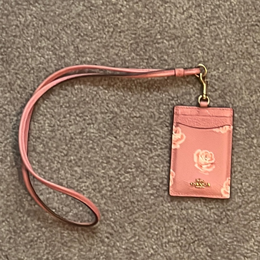 Pink floral Coach lanyard